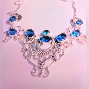 Blue Topaz Stamped 925 Sterling Silver Necklace